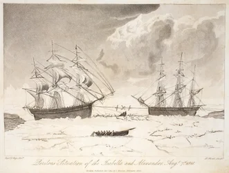Perilous situation of the Isabella and Alexander, 7th August 1818, illustration from 